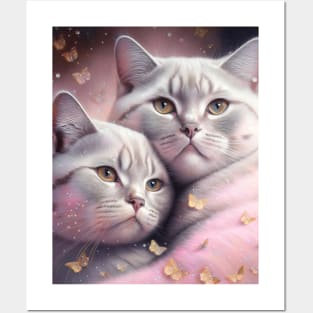 Fairy White British Shorthair Pair Posters and Art